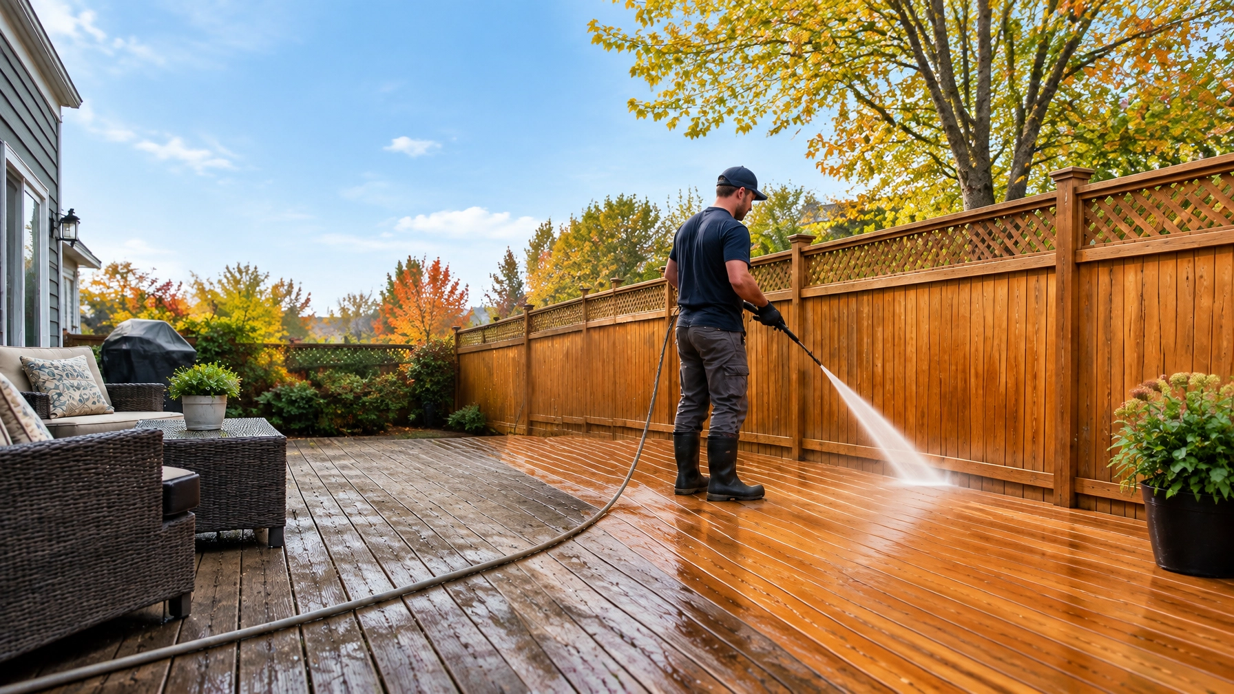 Deck Cleaning Before Winter: How to Bring Weathered Wood Back to Life — Seasonal Maintenance photography for Massachusetts and Rhode Island properties