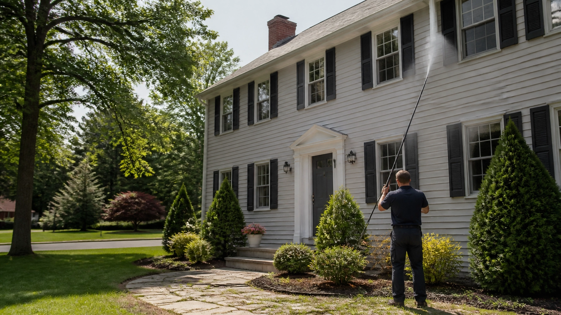 Fresh, welcoming New England home after professional exterior cleaning